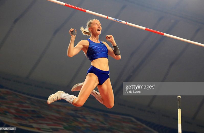 Anzhelika Sidorova of the Authorised Neutral Athletes competes in the Women's Pole Vault final during day three of 17th IAAF World Athletics Championships Doha 2019 at Khalifa International Stadium on September 29, 2019 in Doha, Qatar. (Photo by Andy Lyons/Getty Images for IAAF)
