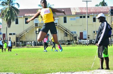 A Division’s Cindy Fraser taking a jump in the women’s long jump