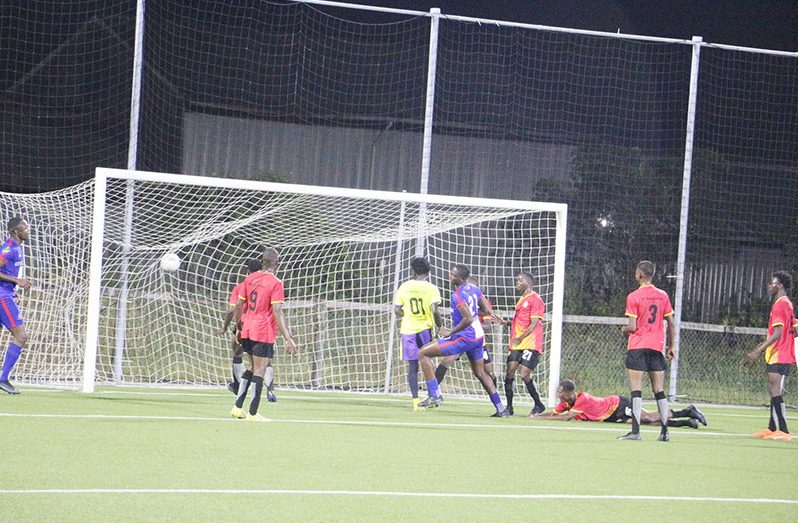 Police’s Threvon Pluck struck powerfully to score the opener against Monedderlust FC