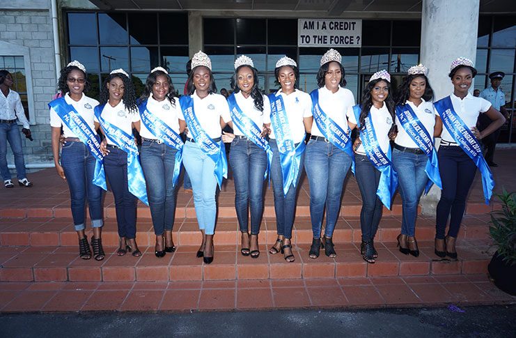 The ten divisional queens vying for the ultimate title of Miss Guyana Police Force