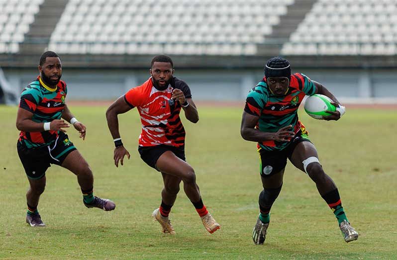 National rugger Godfrey Pollydore in action for Guyana