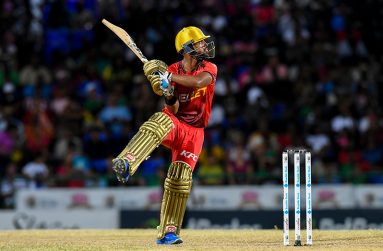 Nicholas Pooran of Trinbago Knight Riders hits 6 during the Men's 2023 Republic Bank Caribbean Premier League match 12 between Saint Kitts and Nevis Patriots and Trinbago Knight Riders at Warner Park Sporting Complex on August 27, 2023 in Basseterre, Saint Kitts and Nevis. (Photo by Randy Brooks/CPL T20 via Getty Images)