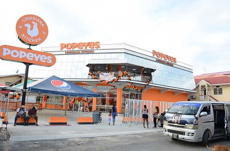 The new building which houses international food franchise, Popeyes (Rabindra Rooplall photo)