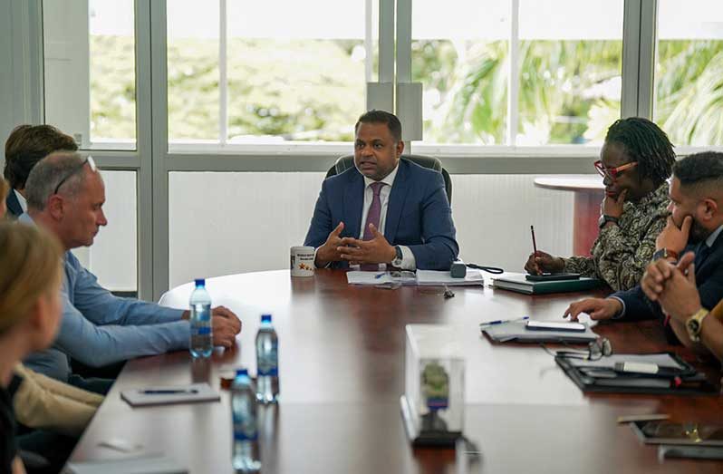 Minister of Public Utilities and Aviation, Deodat Indar, met with a Belgian delegation to discuss potential technical co-operation in maritime port development