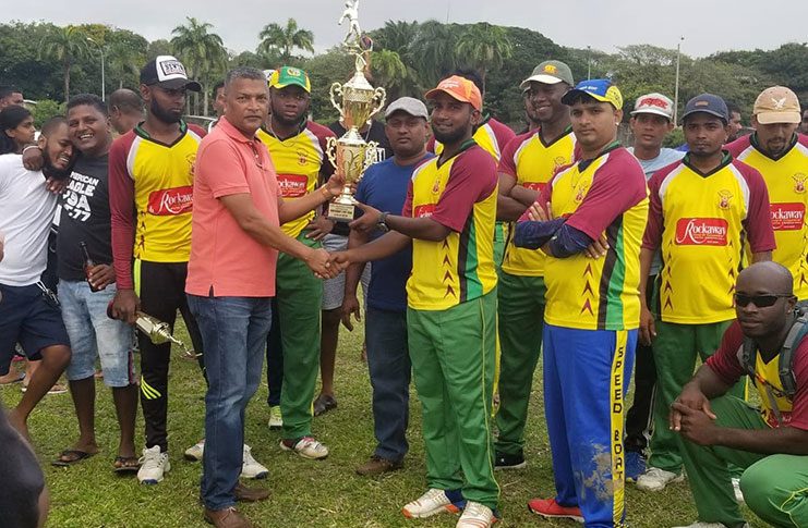 Secretary of the Guyana Cricket Board (GCC) Anand Sanasie was on hand to make the presentations to the winning team.