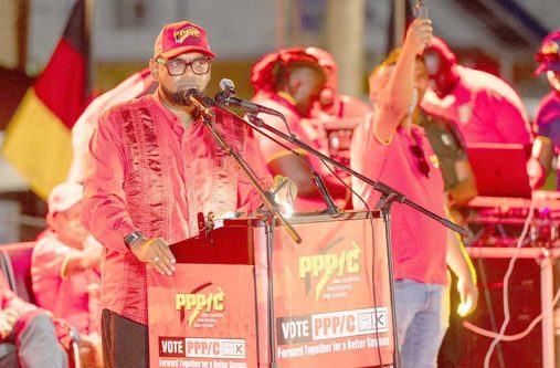 President Dr. Irfaan Ali during his address at Rosehall (Yohan Savory photos)