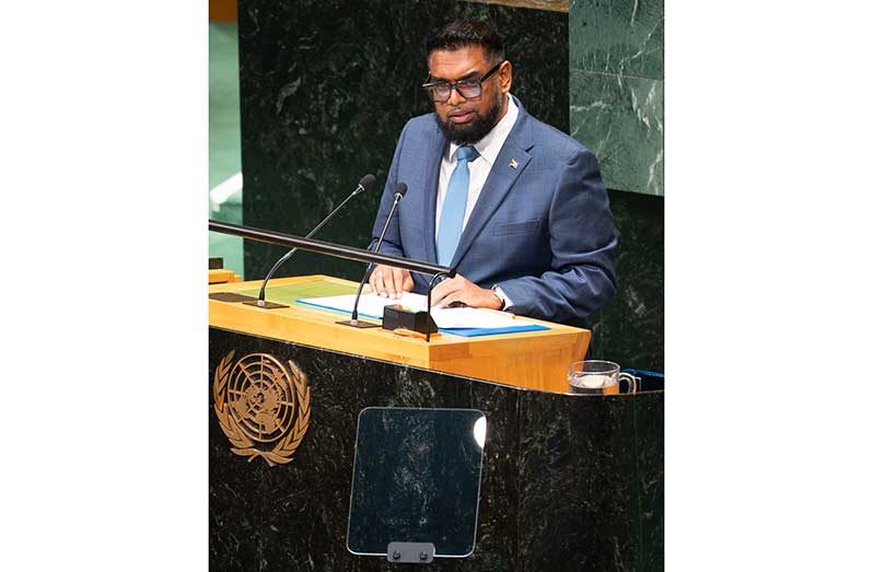 President, Dr Irfaan Ali addresses world leaders during the 81st United Nations General Assembly in New York
