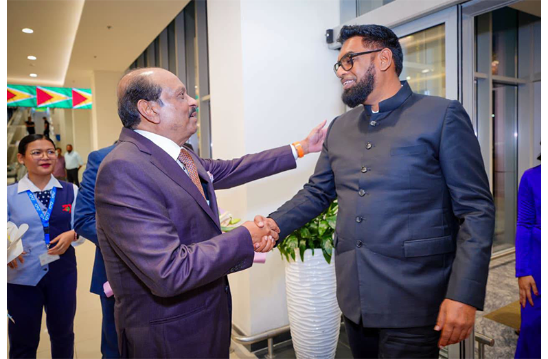 President Ali engages M. A. Yusuff Ali, Chairman and Managing Director of Abu Dhabi-based LuLu Group International