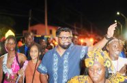 President Dr Irfaan Ali during the emancipation celebrations in Hopetown, West Coast Berbice (Office of the President photo)