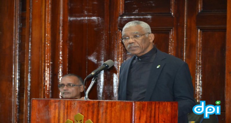 President David Granger addressing Parliament on Thursday