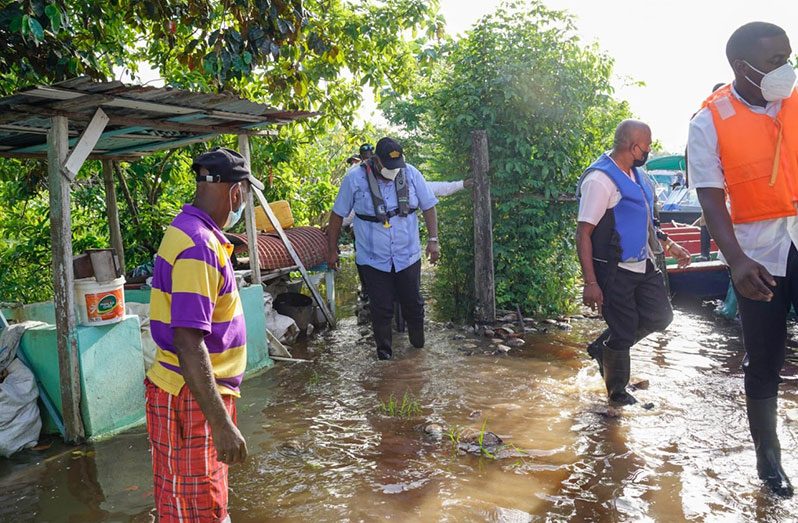 President Dr. Irfaan Ali during one of his many flood-related outreaches
