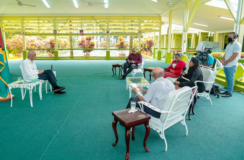 On Sunday, President David Granger sat down for an interview with four journalists –  Nazima Raghubir (Prime News), Denis Chabrol (Demerarawaves), Svetlana Marshall (Guyana Chronicle) and Gordon Moseley (News Source Guyana)