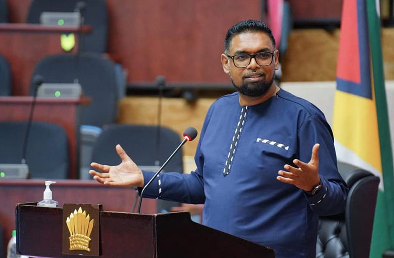 President, Dr. Irfaan Ali speaking at the official launch of the 2022 National Population and Housing Census on Wednesday (Office of the President photo)