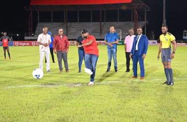President Ali does the ceremonial kick-off to declare the tournament officially open.