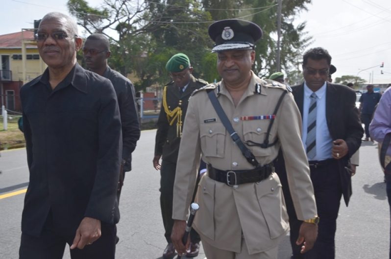 President David Granger and Commissioner of Police, Seelall Persaud. [Delano Williams Photo]