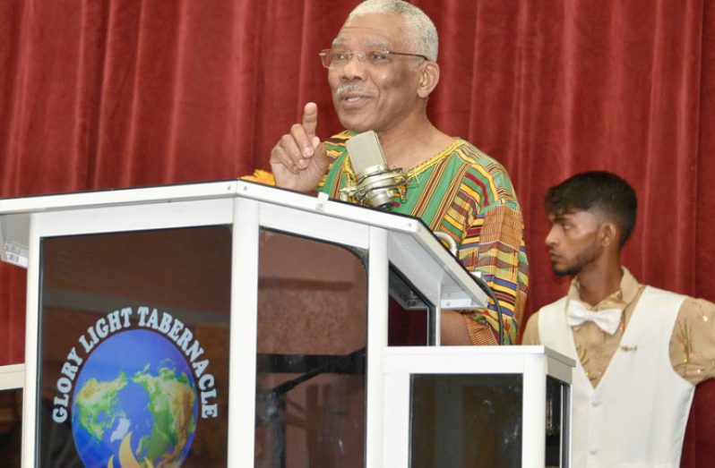 President David Granger announcing his
commitment to make education from nursery to tertiary free once again [MoTP photo]