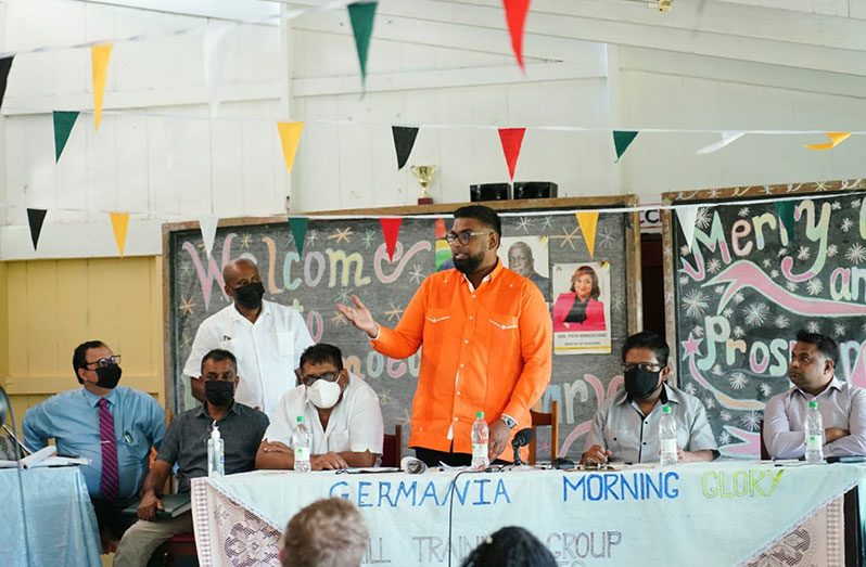 President Irfaan Ali engaging residents of Mara, East Bank Berbice