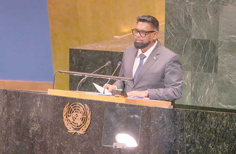 President Dr. Irfaan Ali during his
address (United Nations photo)