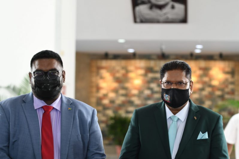 From Left: President of Guyana, Dr. Irfaan Ali and President of Suriname, Chandrikapersad Santokhi