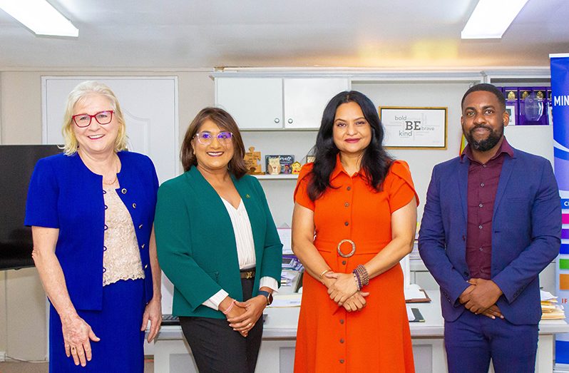 From L-R: Pamela O'Toole, Director of Nations Incorporated; Head of Marketing at Demerara Bank Limited, Pravini Ramotar; Minister of Human Services and Social Security, Dr Vindhya Persaud and ExxonMobil's Community Relations Adviser, Ryan Hoppie