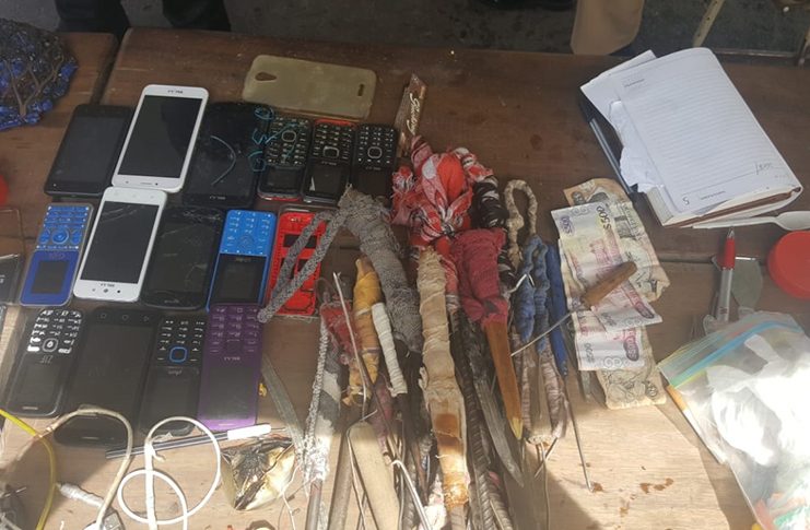 Some of the illegal items found in the Lusignan Prison