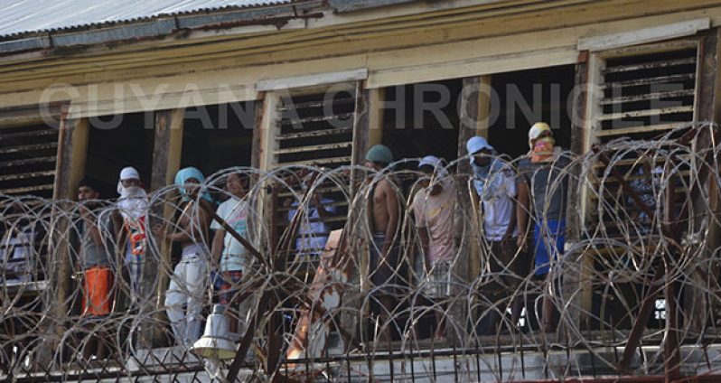 Prisoners protesting during a riot at the Georgetown Prisons on March 3, 2016