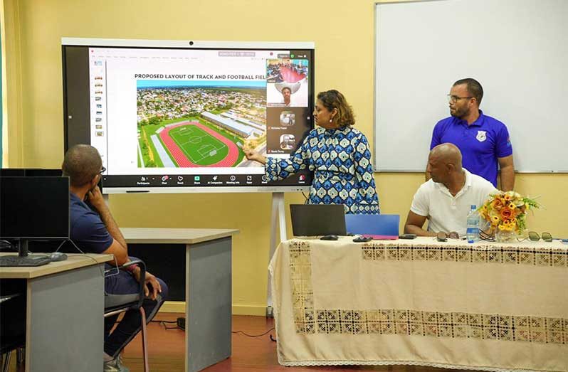 Minister Priya Manickchand in discussion with stakeholders on the new project for North Ruimveldt Secondary School