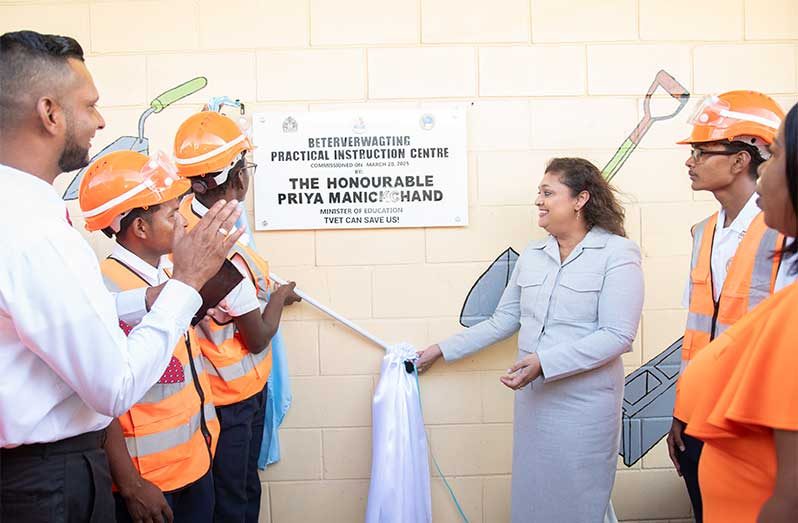 Minister of Education Priya Manickchand and D-CEO Technical, Dr. Ritesh Tularam, at the opening of the BV PIC (Delano Williams photo)