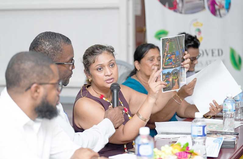 Local Government and Regional Development Minister, Priya Manickchand, addressing concerns raised during a community engagement on Thursday at the Better Hope/LBI NDC compound, where residents from across the NDC’s catchment area spoke directly with central, regional and local government officials