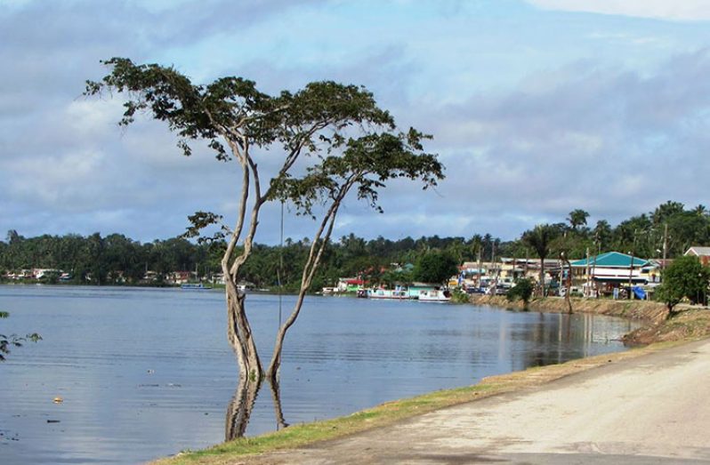 A section of the Upper Demerara River front on the western shore