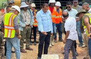 Minister Ramraj and team inspecting works at the Charity Wharf