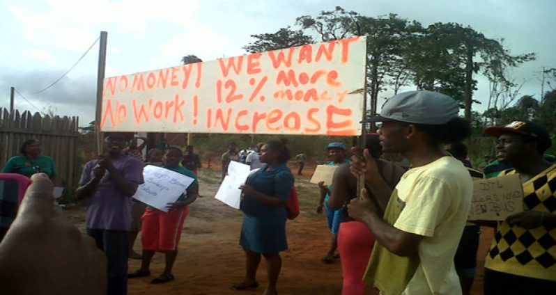 The workers heading to the sawmill