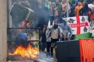 Rioters in an anti-immigration protest in Rotherham on Sunday