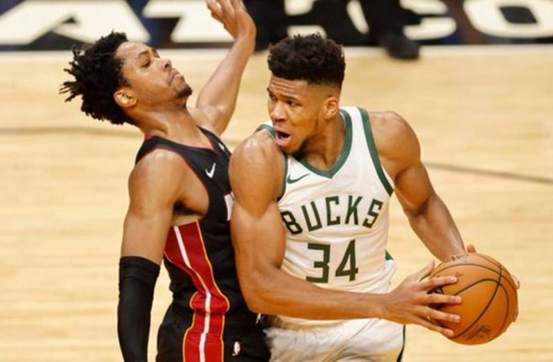 Giannis Antetokounmpo was the only Bucks player not to register a three-pointer against Miami Heat.