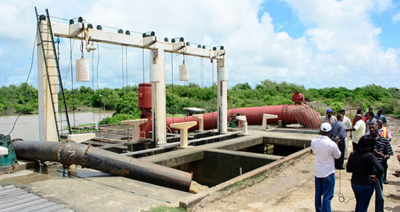 The lone pump which was in operation at the time of the ministers’ visit to the Trafalgar Pump Station