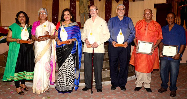 The Indian Commemoration Trust this year honoured a number for persons for their contribution to its work. They included: Nadira Narine, Secretary of the Indian Commemoration Trust; Mrs Maraj, Berbice cultural and religious activist; Former Magistrate K. Juman Yasin (whose wife received the award for him); Ambassador Rudy Insanally, former Minister of Foreign Affairs; Kanayalal Kirpalani, businessman; historian Tota Mangar; and electrician Hemant Persaud