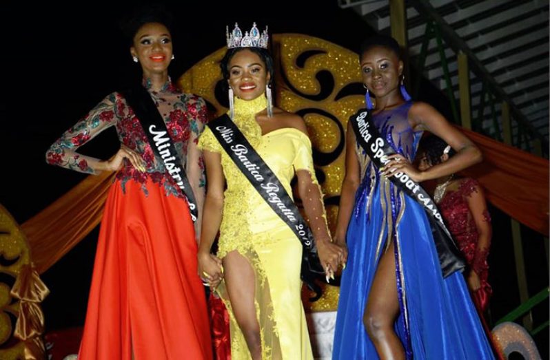 From left: Second runner-up, Jurusha Ferrell; Queen Amel Griffith; and first runner-up, Tonia Harris (Carl Croker photo)