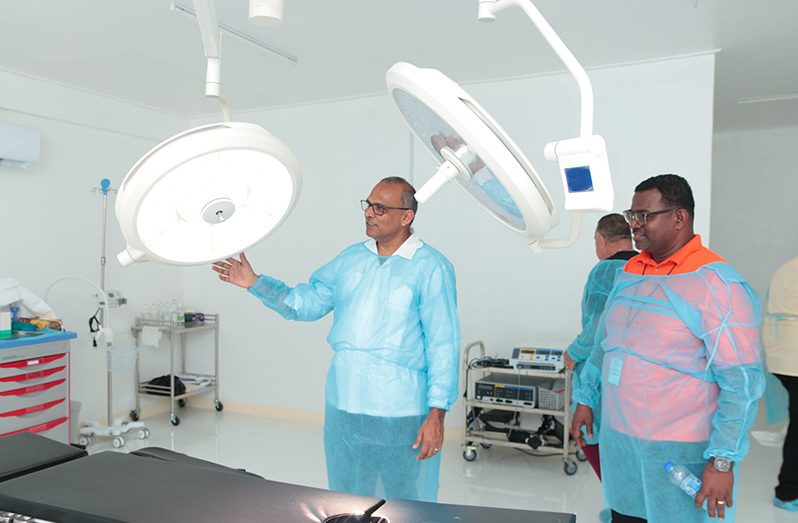 Minister of Health, Dr Frank Anthony, conducted a walk-through of the Kumaka District Hospital’s operating theatre, during his recent visit to Region One (Ministry of Health photo)