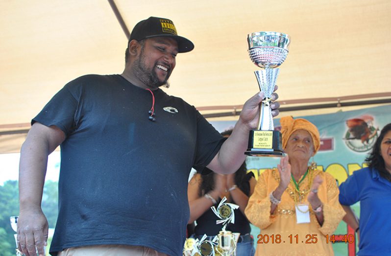 Ravi Persaud of Amelia’s Ward, Linden, who successfully defended his title of “Largest Lukanani” winner at Sunday’s fish festival