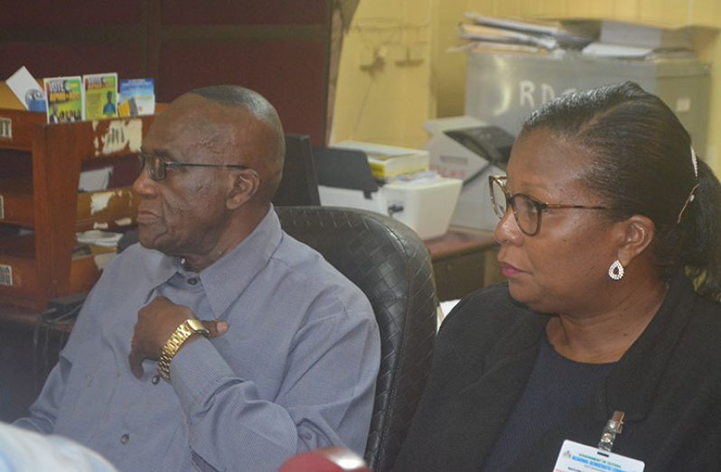 Region 10 (Upper Demerara-Berbice) Regional Chairman Renis Morian along with Deputy Regional Executive Officer (DREO) Maylene Stephens