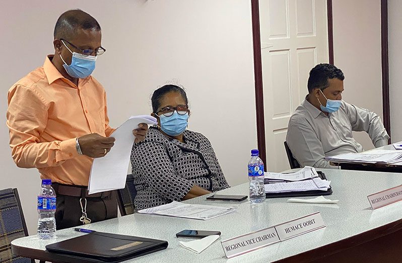 Regional Vice-Chairman Humace Oodit reading his report during the RDC statutory meeting