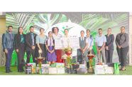 This year’s SHOUT 3.0 winners celebrate their victory alongside competition title sponsor, ExxonMobil Guyana, Recover Guyana's senior team and other officials (Recover Guyana photo)