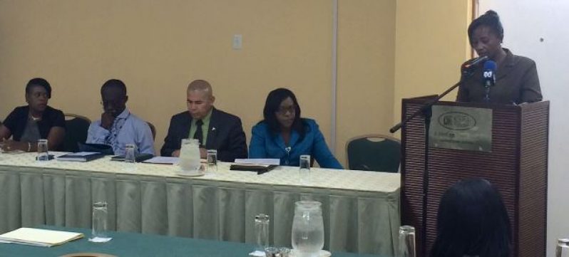 (From L-R) : Deputy Permanent Secretary of the Ministry of Public Health, Colette Adams; PAHO/WHO Representative in Guyana, Dr. William Adu-Krow; Public Health Minister, Dr. George Norton; Minister within the Ministry of Public Health, Dr. Karen Cummings and Director of Regional Health Services, Dr. Kay Shako