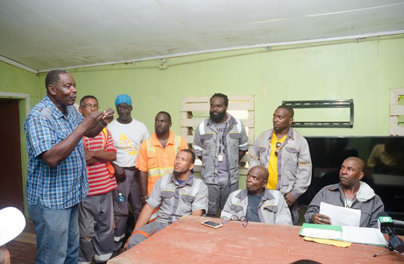 The RUSAL workers that were terminated at a meeting on Monday at the Kwakwani Workers Club