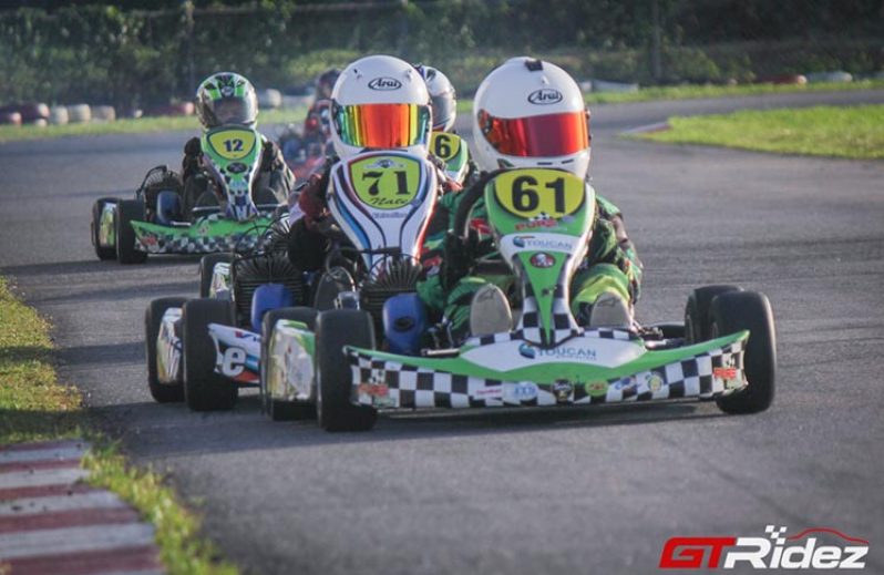 Nathan Rahaman (71) trails Jeremy Ten-Pow (61) during the pre-final of the KFC Mega Cup Round 1. (GTRidez Photo)