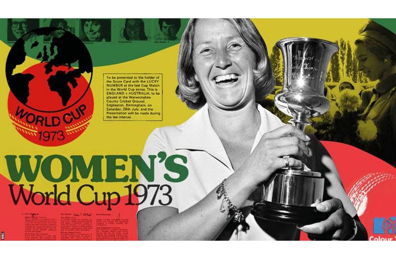 Rachel Heyhoe Flint with the 1973 World Cup trophy