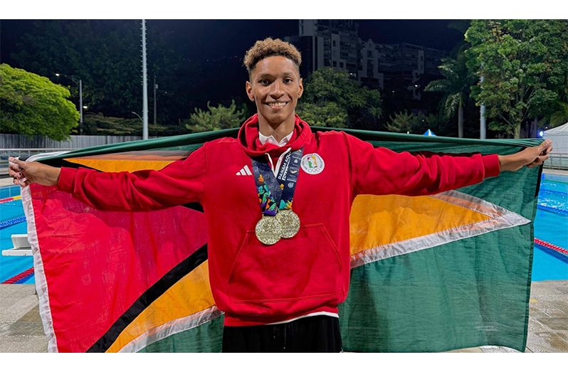 Guyana's Golden boy, Raekwon Noel, won four gold medals at the Pan Am Aquatics