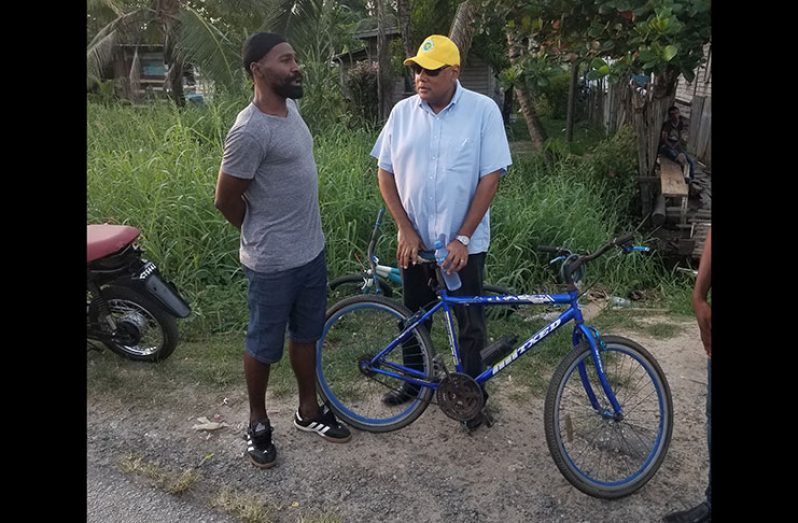 Minister of Natural resources Raphael Trotman During today’s walkabout.