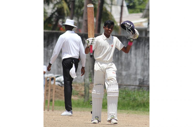GCC opener Rahul Singh scores his maiden cricket century yesterday.
