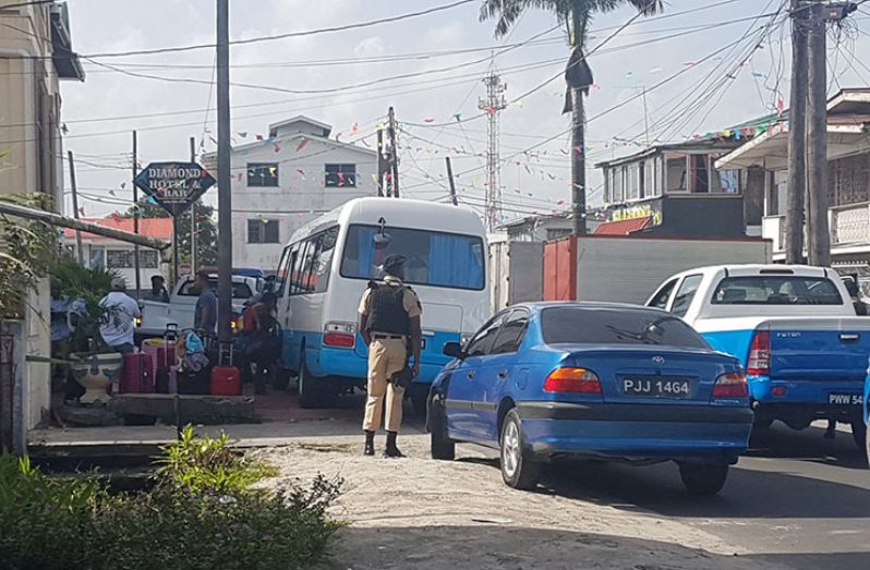 The police operation at the Diamond Hotel and Club on George Street, Werk-en-Rust on Friday morning (Mondale Smith photo)